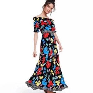 NWOT RIXO x Target Black Floral Off the Shoulder Dress sz 2